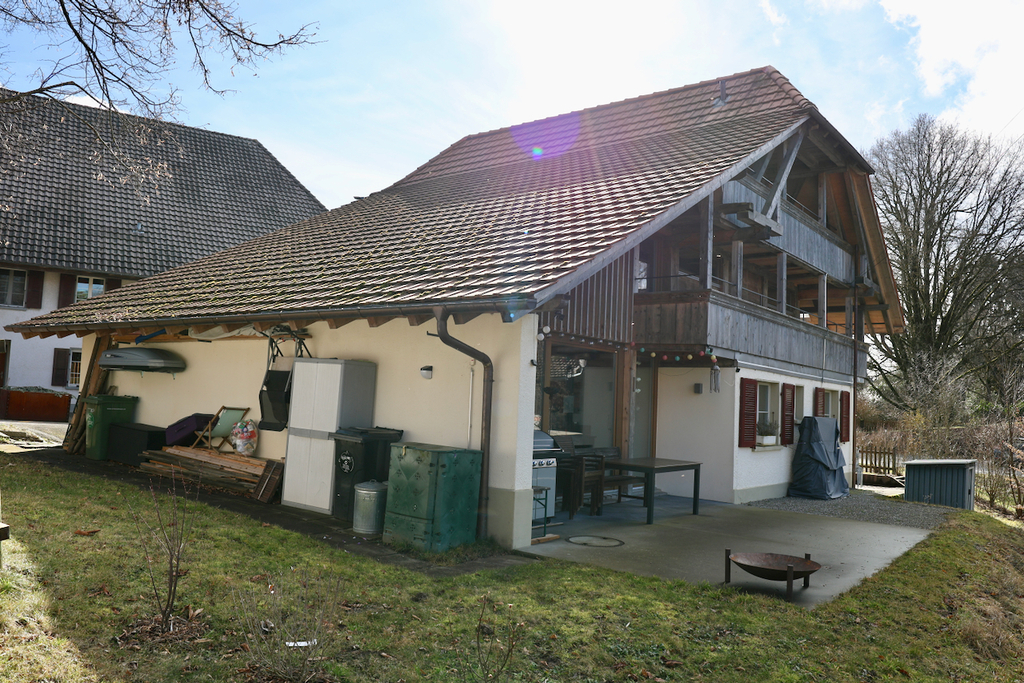 Rückseite unseres Hauses mit der Terrasse 