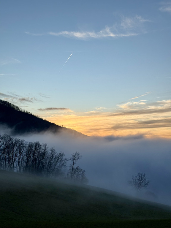 View over Ehrendingen with sunset