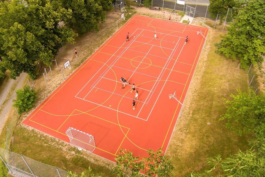 Public court where you can play baseball, voleyball, football, exercise etc.