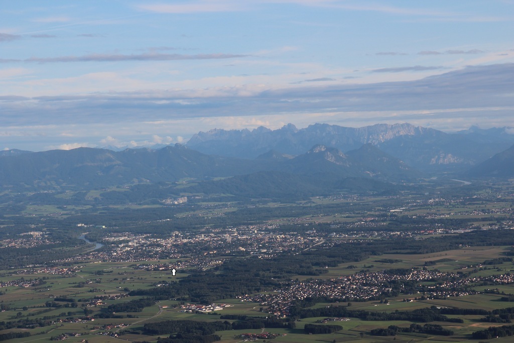 Our area seen from a balloon, our house is marked 