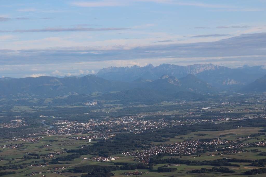 Our area seen from a balloon, our house is marked 
