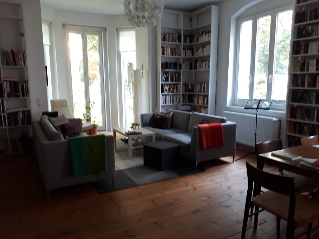 living room with extra dining corner