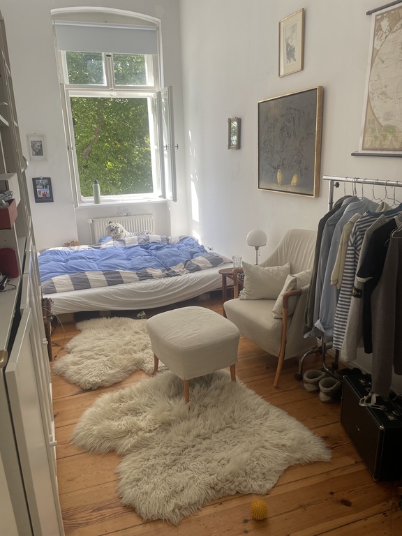 Johannes´room with a double bed.