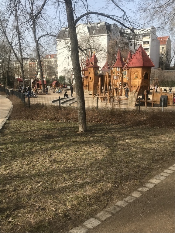 Playground to walk behind the public pool