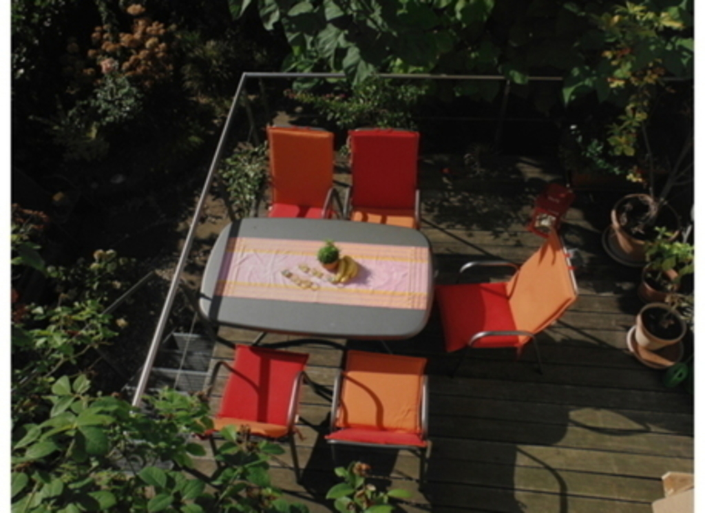 sitting in the green garden