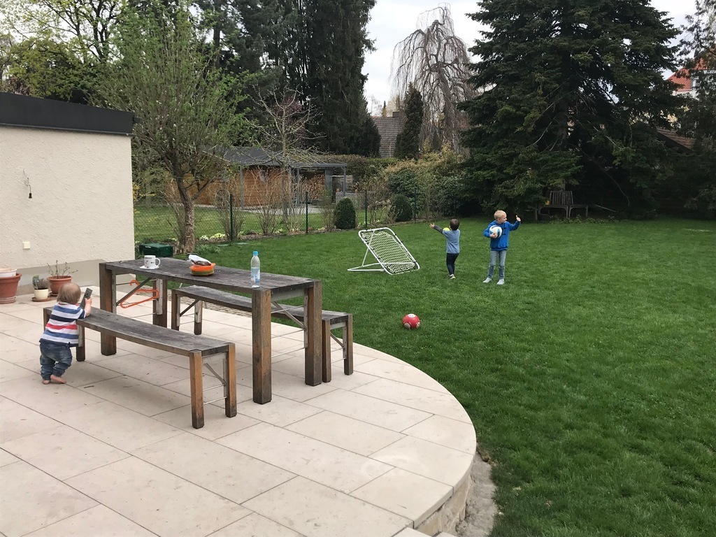 Kids playing in the back garden