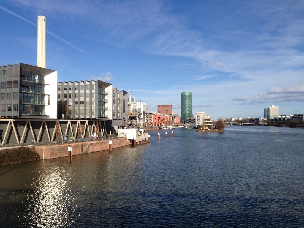 Modern architecture-  walk at the Main habour Frankfurt