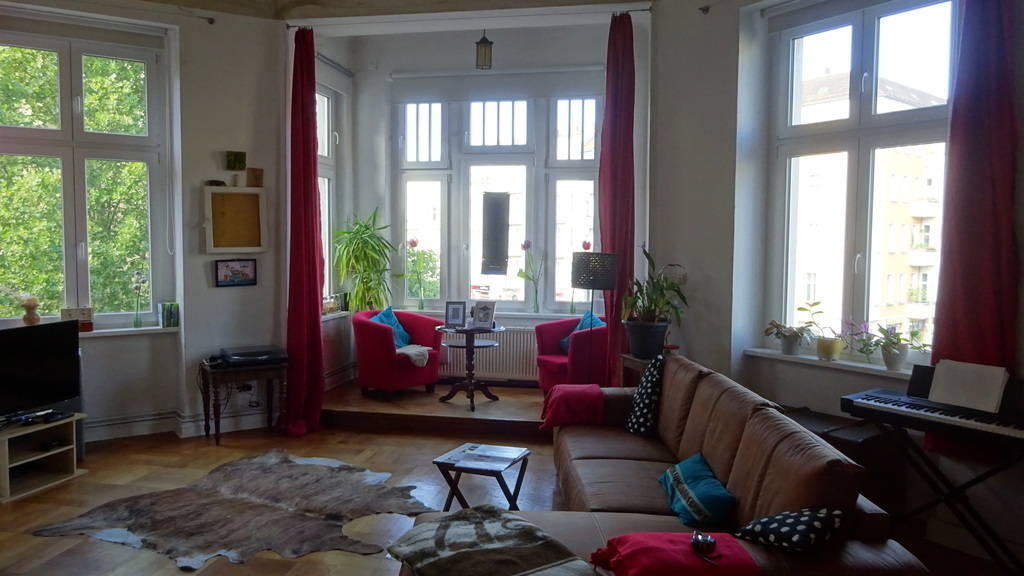 Living room with bay window