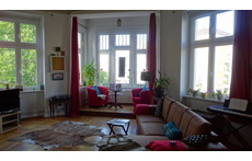 Living room with bay window