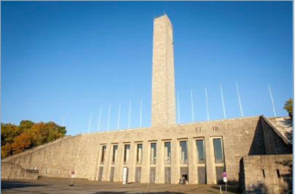 The bell tower at the Olympic Stadium