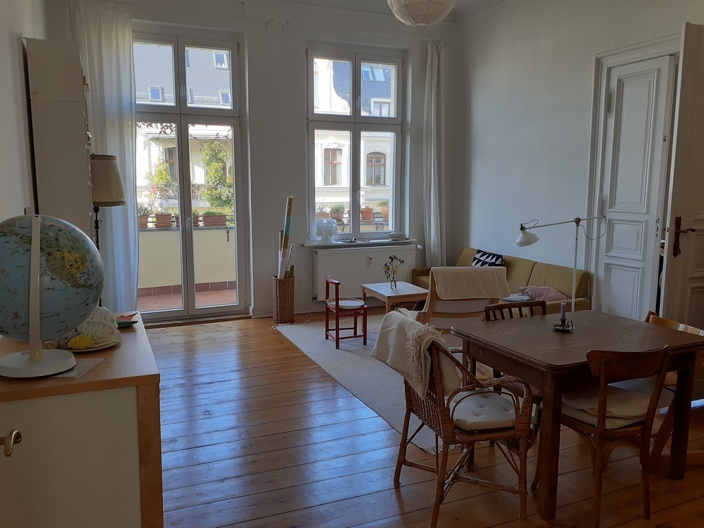 living room with balcony