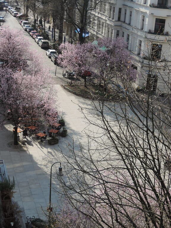 square in front of the house, view from the balcony