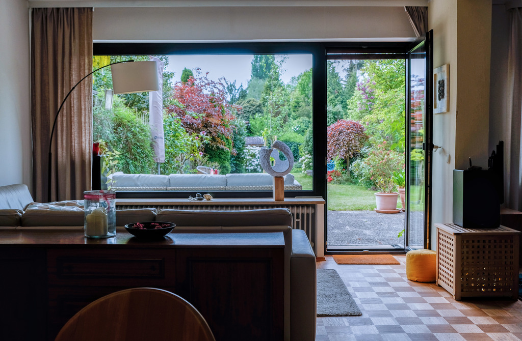 Looked at the garden from the living room.