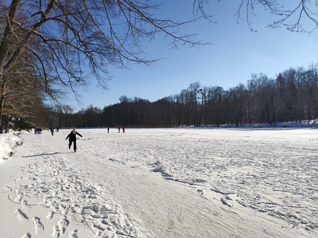 skating on ice on a little lake close to our home