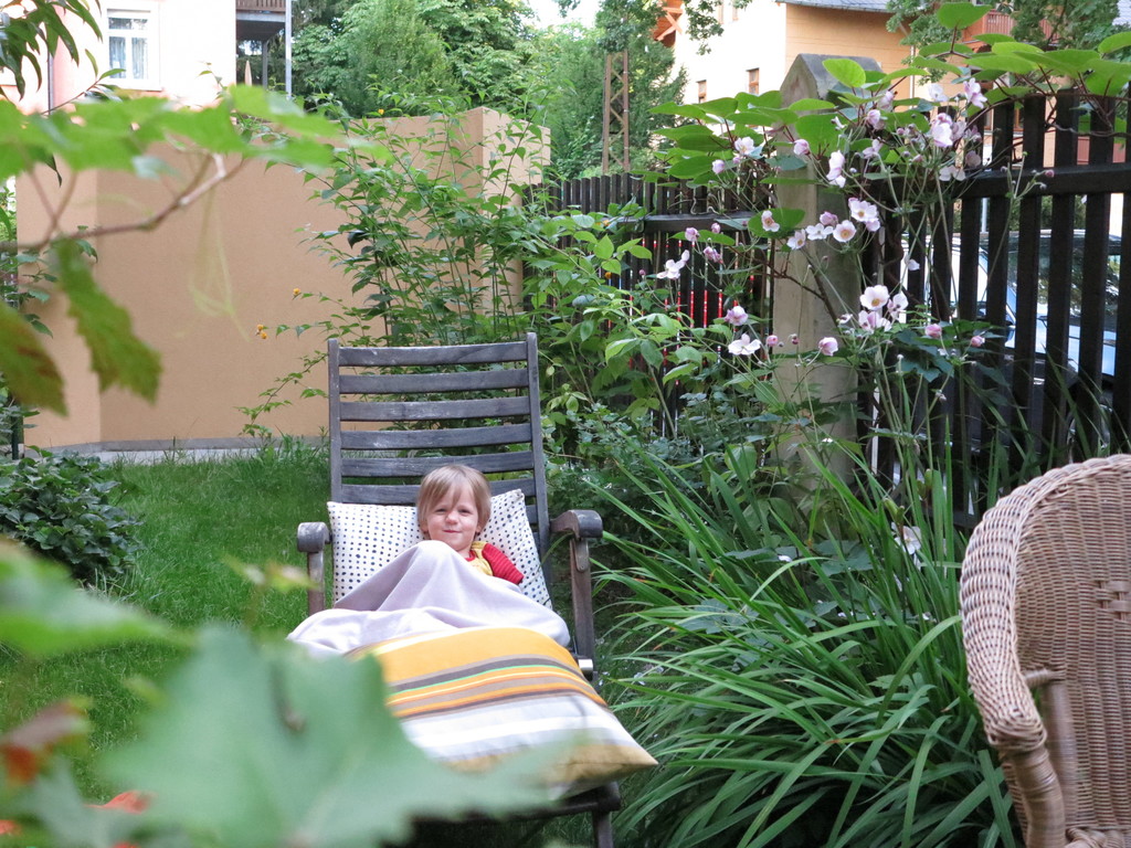 relaxing in our garden with flowers, strawberries, raspberries, red currant, gooseberries, grapes and tomatoes to pick for you