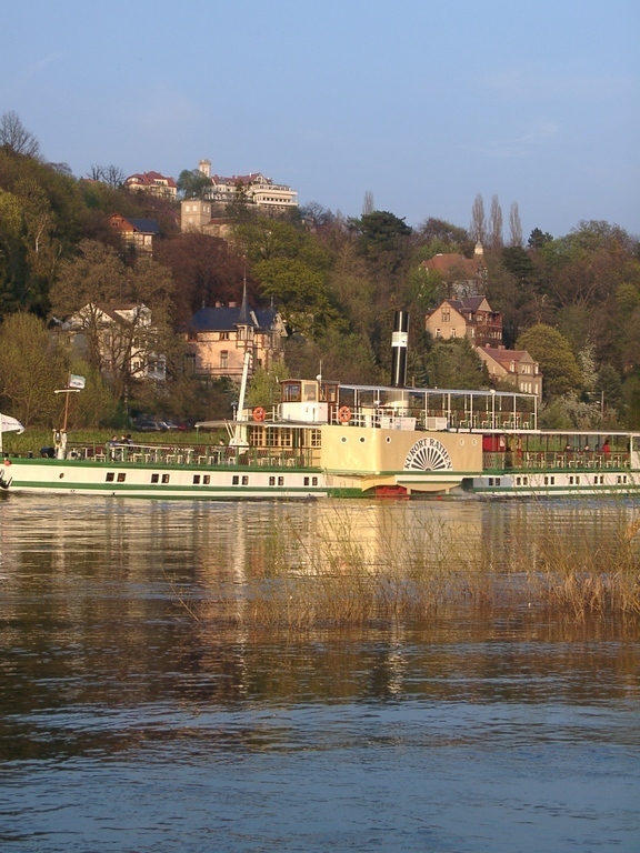 going by steamboat on the river Elbe