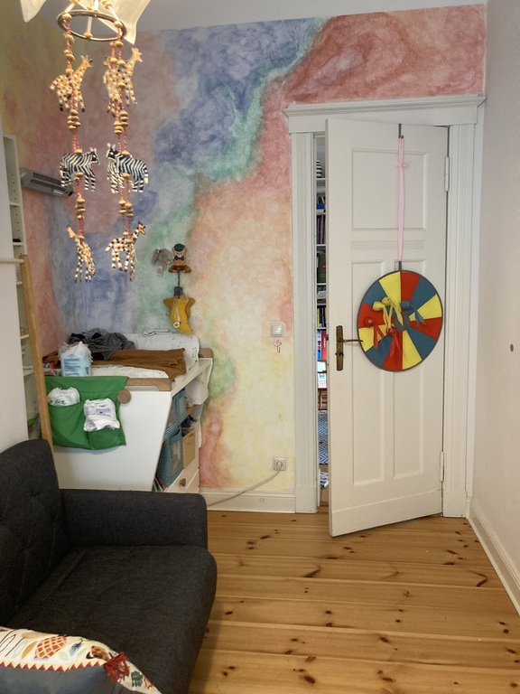children's room/office with extendable couch, comfy for one adult or two children