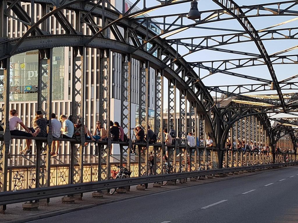 Munich has many great places to hang out in the summer. Here: Hackerbrücke, 10 min by foot