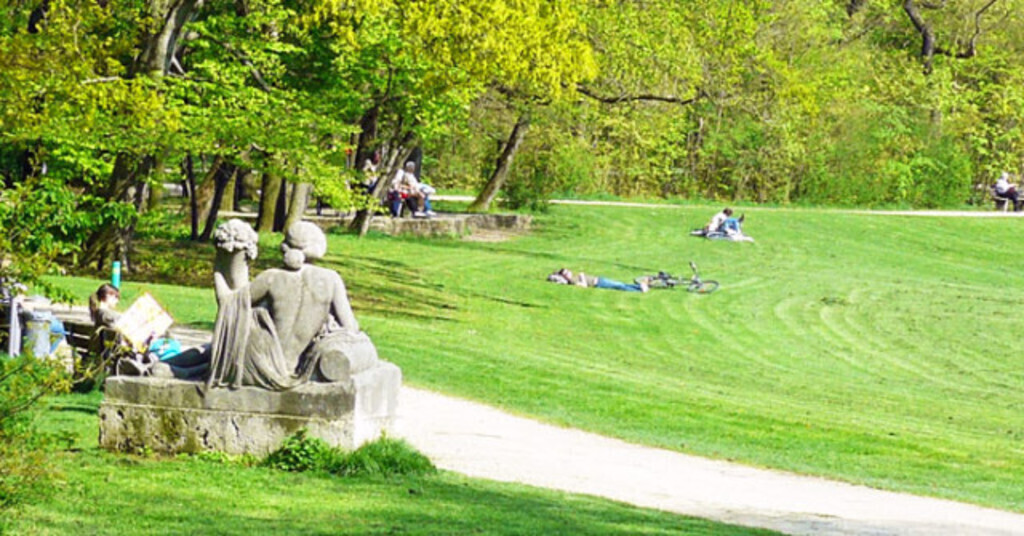 Bavaria park, with a beer garden and lots of green, just around the corner