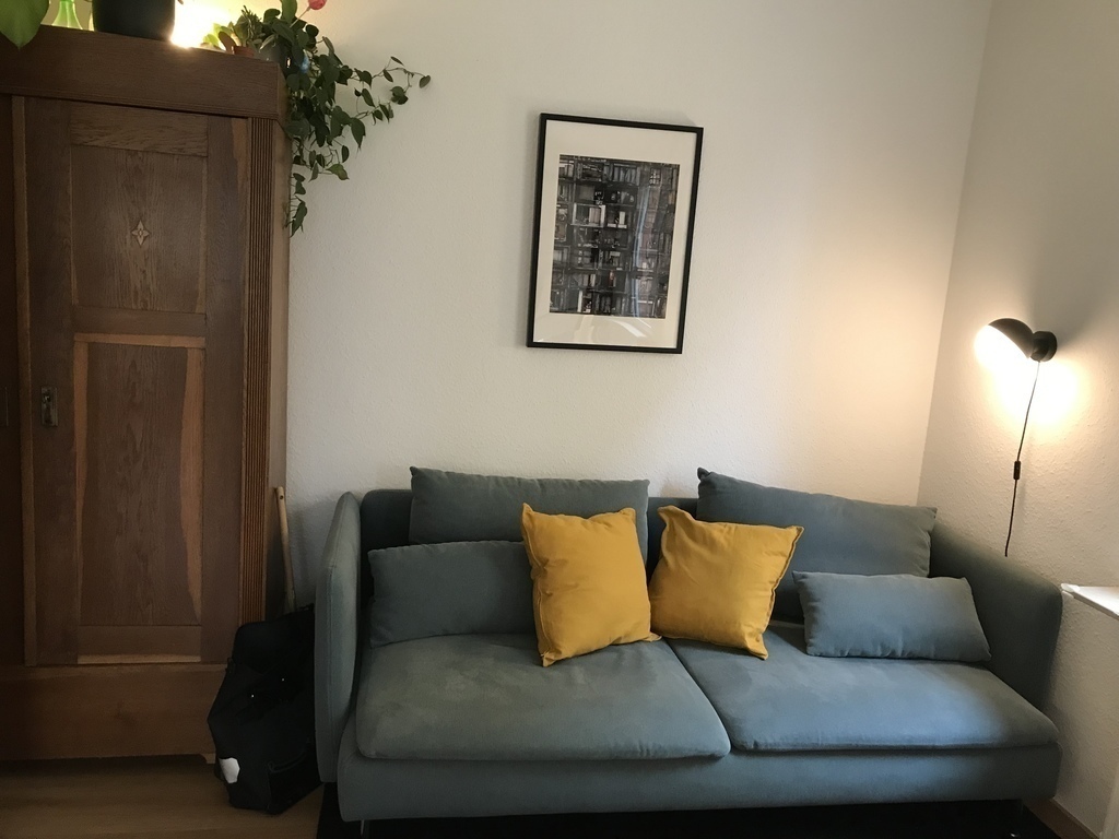 Comfy sofa in our kitchen