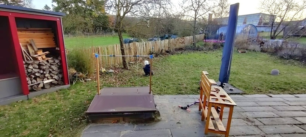 Terrasse Sandkasten Matschküche Winter