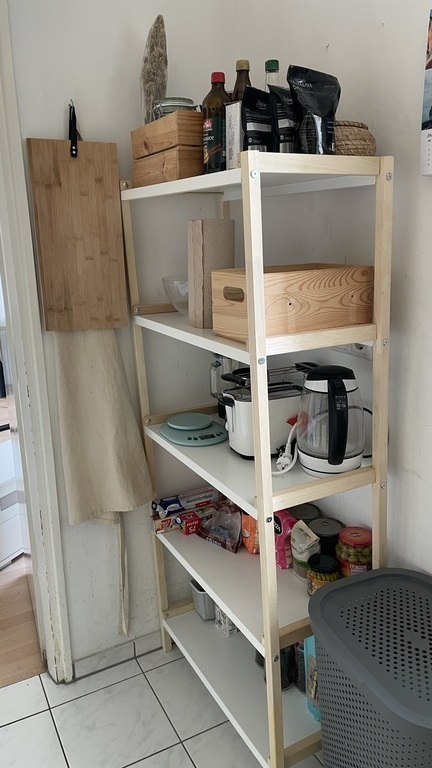 Kitchen 6/6: large cabinet with consumables and some electronic appliances (toaster, kettle, etc.)