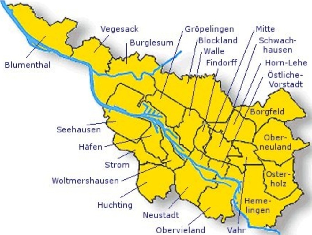 Übersicht Stadtteile Bremens 