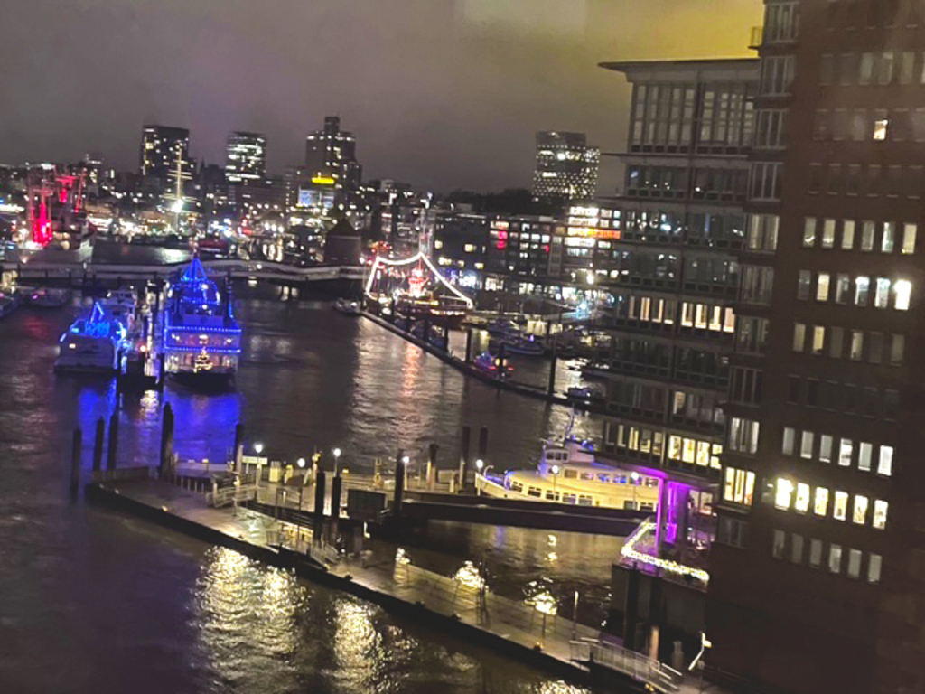 Hafen und Landungsbrücken nachts