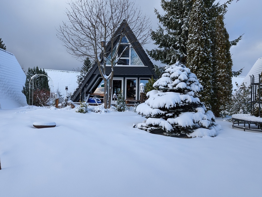 Haus und Garten im Winter