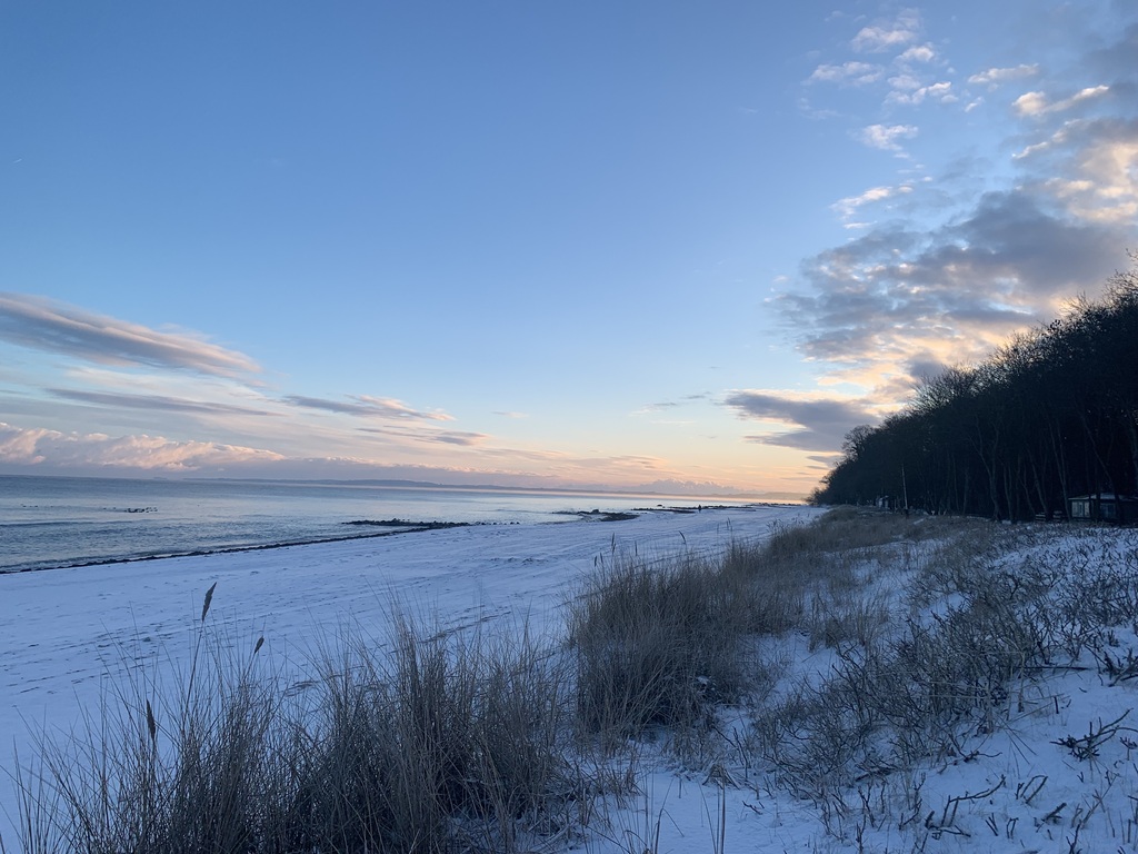 Beach with snow