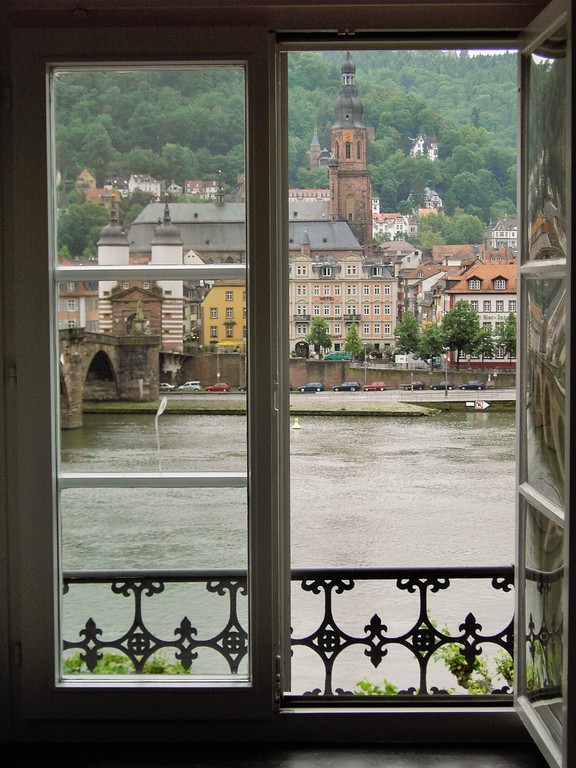 Heidelberg, city church of the Holy Ghost, seen from the protestant preachers' seminary, Olympia Fulvia Morata House