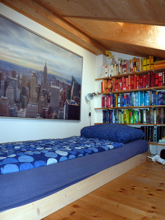 bed in sewing room upstairs
