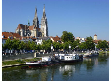 Chathedral with river Danube and Ship-Museum