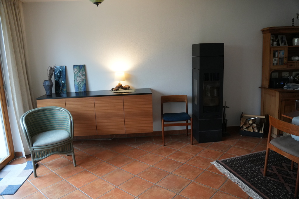 open fire in living room