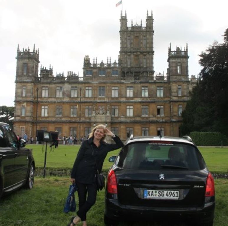 our car parked in front of Downton Abbey