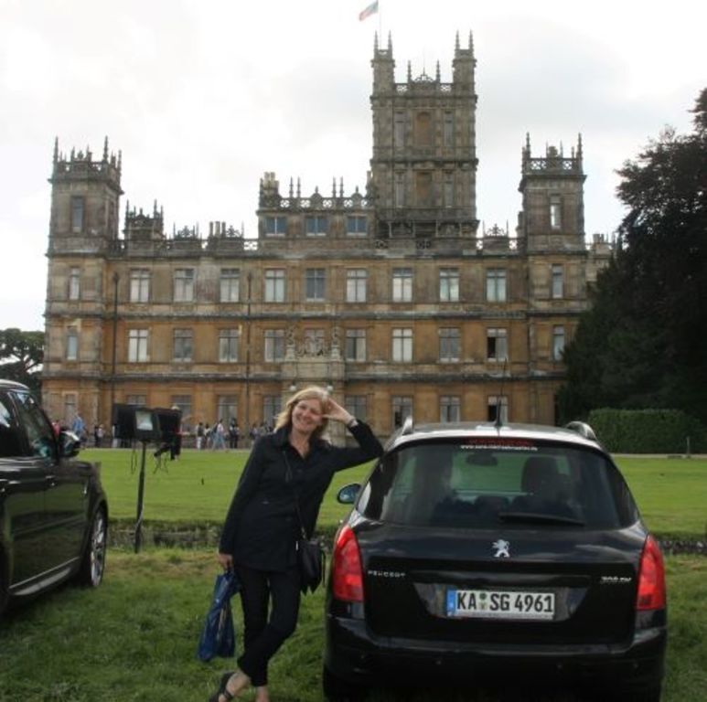 our car parked in front of Downton Abbey