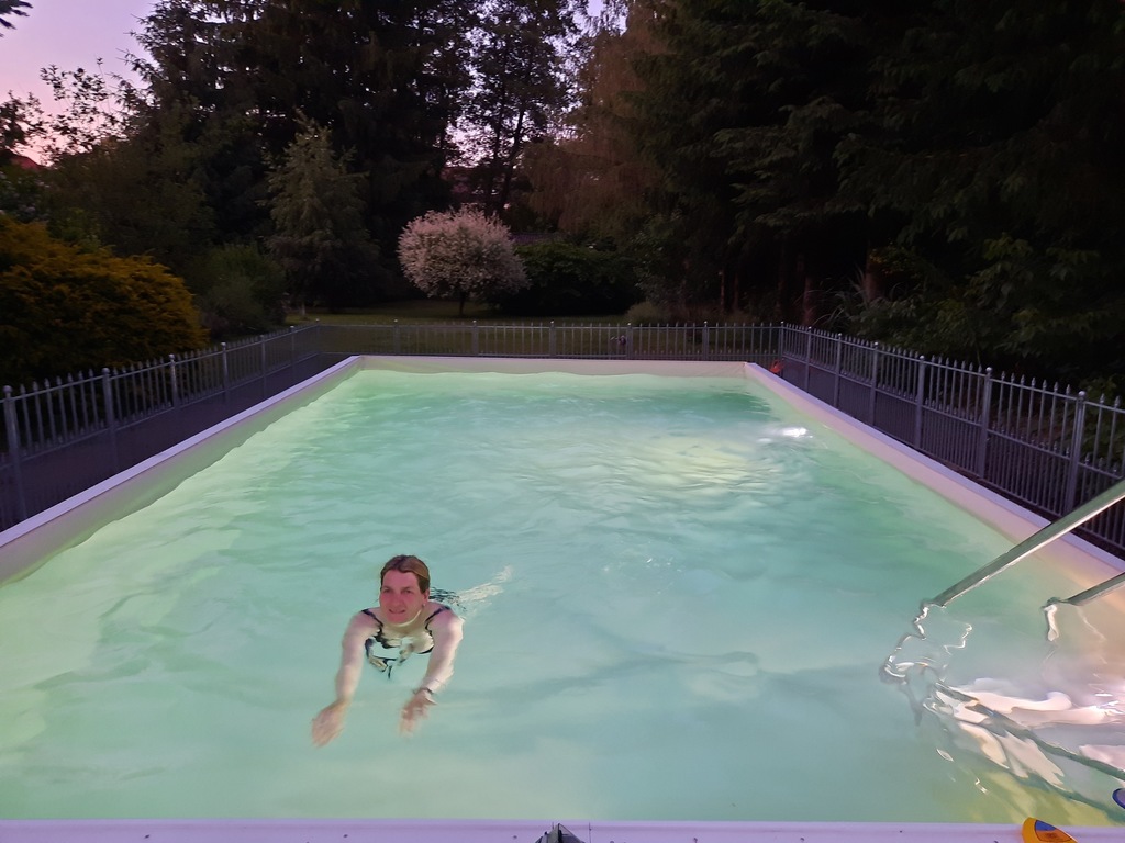 Our heated saltwater pool