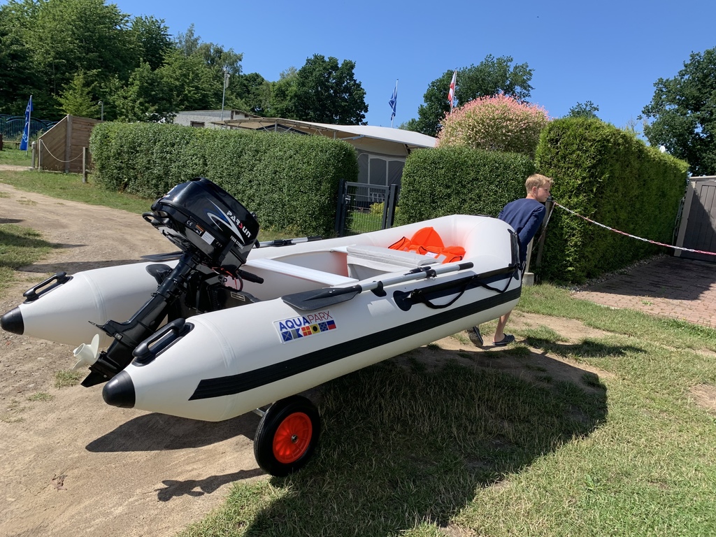 Our 6 HP rubber boat at the Baltic Sea
