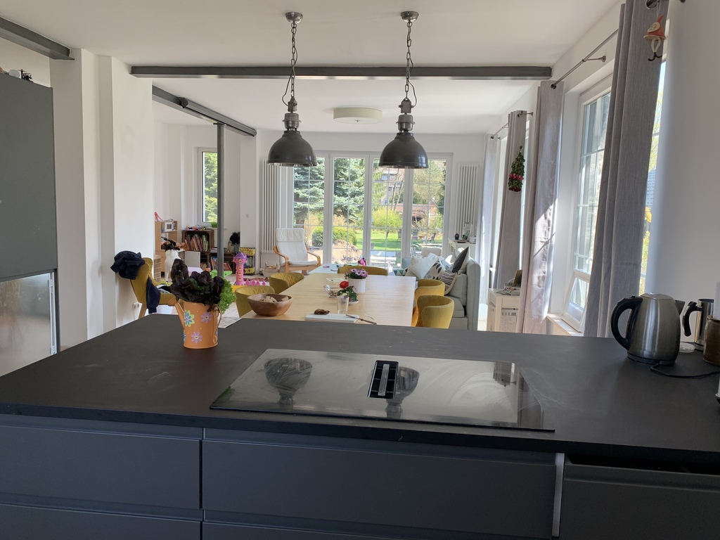 Our living room with open kitchen 