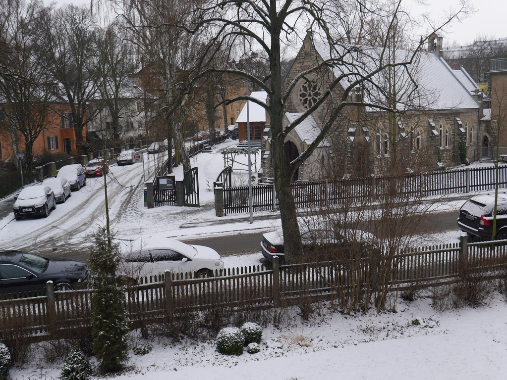 church accross the street as seen from the bedroom window