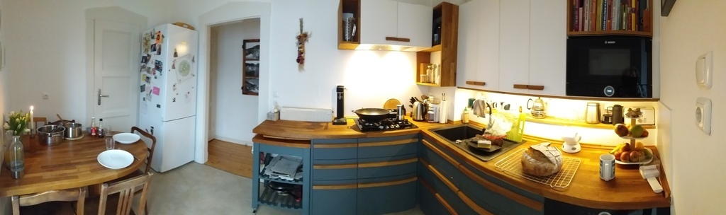 Panoramic picture of kitchen