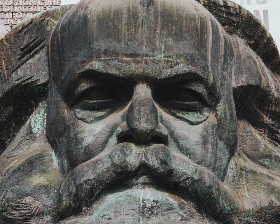 gigantic monument to Charles Marx, in the centre of the city