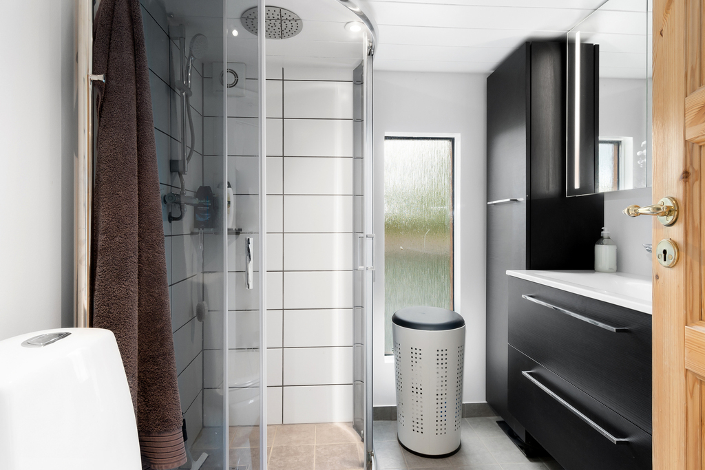 The houseboat: Lovely bathroom with toilet and shower 