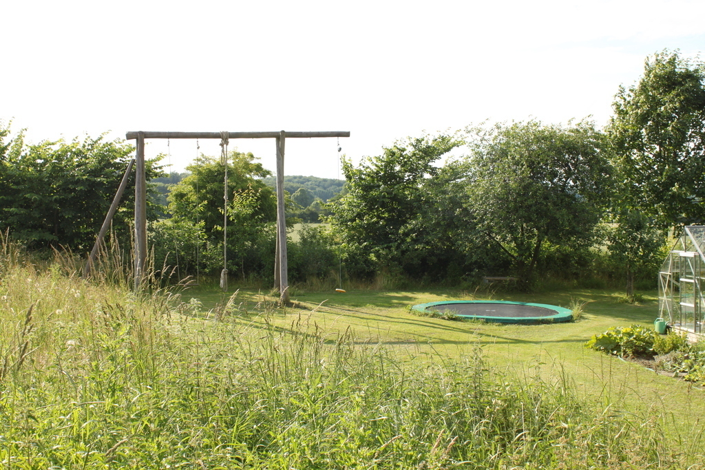 Swing and trampoline