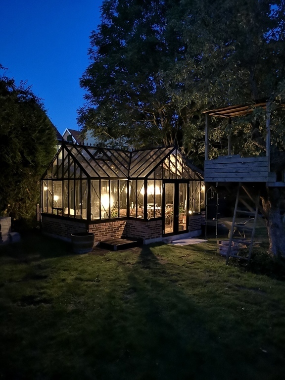 Our greenhouse in the evening