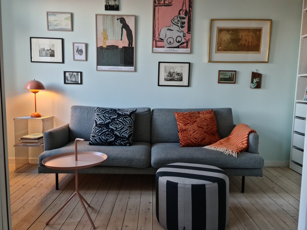 small livingroom with sofa and TV. It is possible to spend the night on the couch. 80 x 200. I have extra bedding for the couch