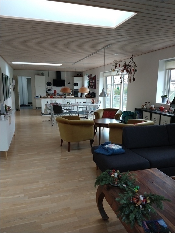 Living room. Kitchen at the end.