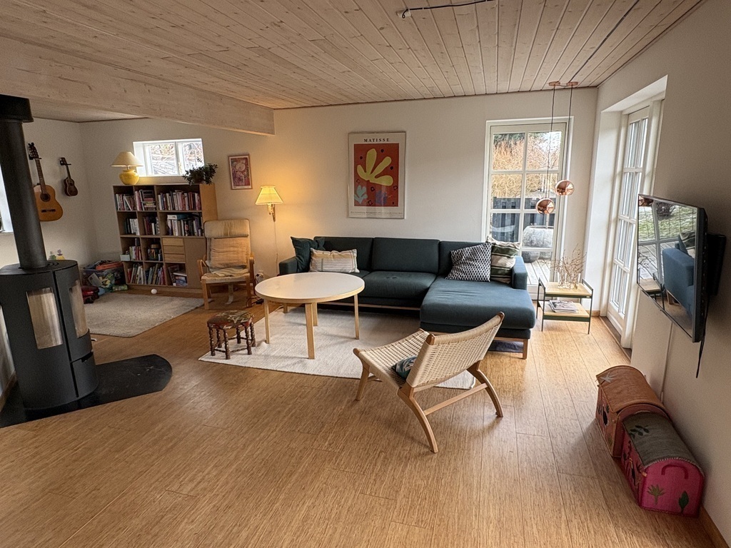 Living room with a fireplace