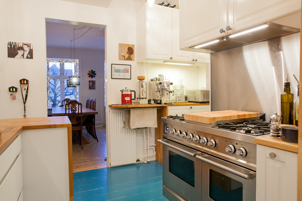 Kitchen - gas range stove with fri-top