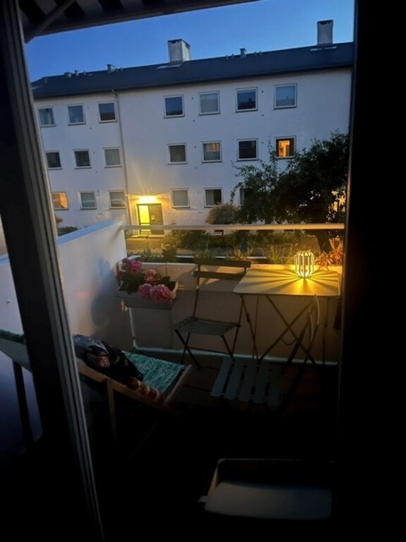 The balcony at night